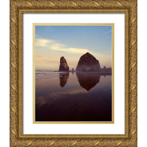 Cannon Beach X Gold Ornate Wood Framed Art Print with Double Matting by Leahy, Ike