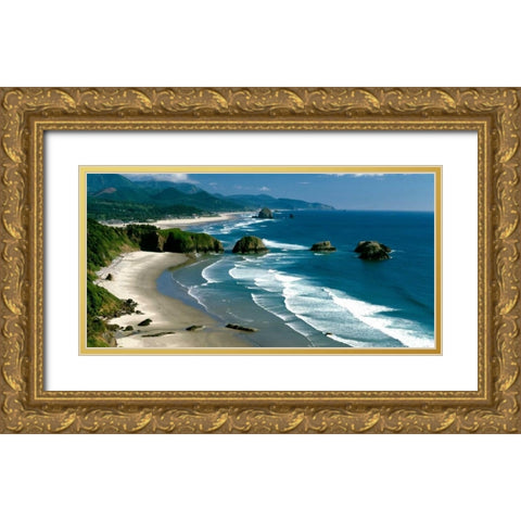 Ecola State Park III Gold Ornate Wood Framed Art Print with Double Matting by Leahy, Ike