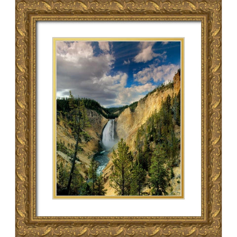 Yellowstone Falls Gold Ornate Wood Framed Art Print with Double Matting by Leahy, Ike