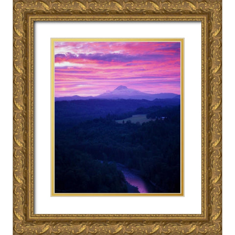 Mt. Hood XVII Gold Ornate Wood Framed Art Print with Double Matting by Leahy, Ike