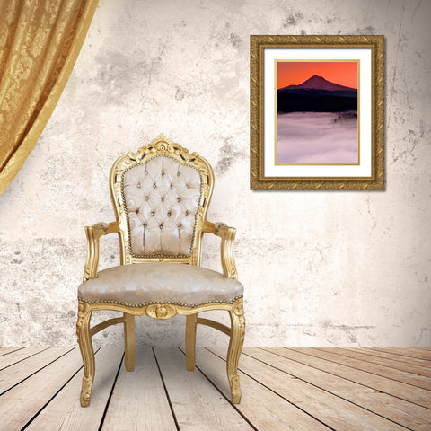 Mt. Hood XX Gold Ornate Wood Framed Art Print with Double Matting by Leahy, Ike