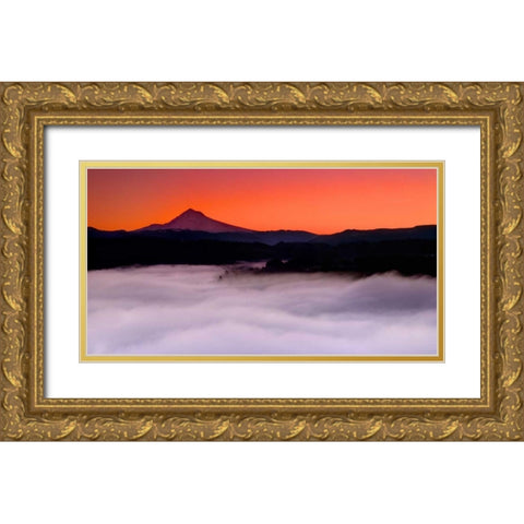 Mt. Hood XXIV Gold Ornate Wood Framed Art Print with Double Matting by Leahy, Ike