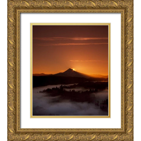 Mt. Hood XXVI Gold Ornate Wood Framed Art Print with Double Matting by Leahy, Ike