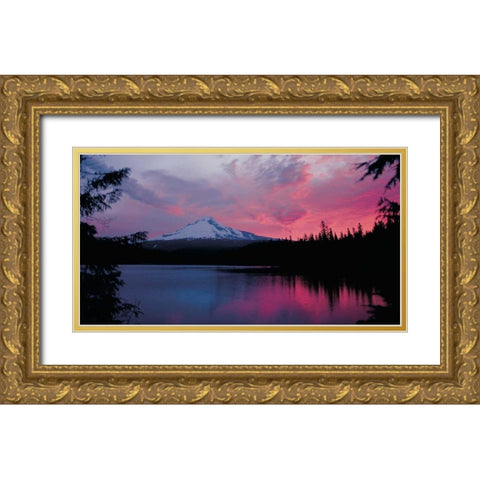 Mt. Hood XXX Gold Ornate Wood Framed Art Print with Double Matting by Leahy, Ike