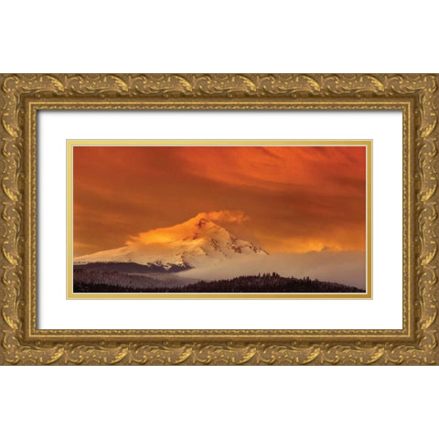 Mt. Hood XXXII Gold Ornate Wood Framed Art Print with Double Matting by Leahy, Ike