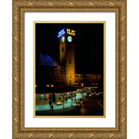 Go by Train Gold Ornate Wood Framed Art Print with Double Matting by Leahy, Ike