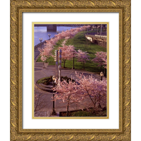 Spring in Portland Gold Ornate Wood Framed Art Print with Double Matting by Leahy, Ike