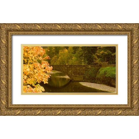 Stone Bridge Gold Ornate Wood Framed Art Print with Double Matting by Leahy, Ike