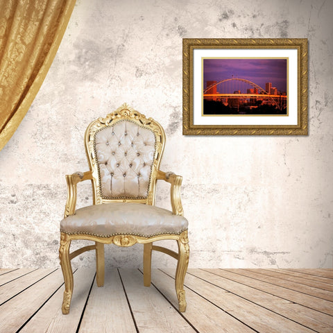 Fremont at Sunset Gold Ornate Wood Framed Art Print with Double Matting by Leahy, Ike