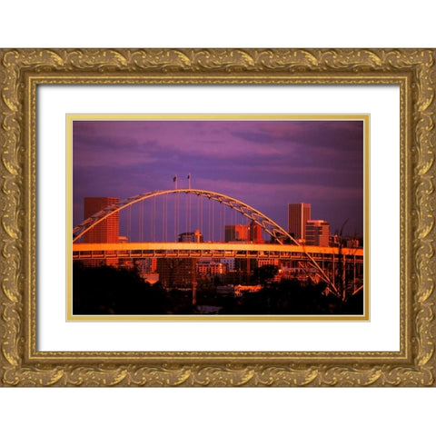 Fremont at Sunset Gold Ornate Wood Framed Art Print with Double Matting by Leahy, Ike
