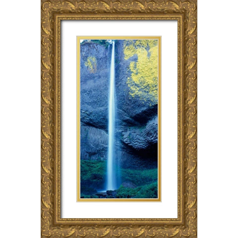 Latourell Falls Gold Ornate Wood Framed Art Print with Double Matting by Leahy, Ike