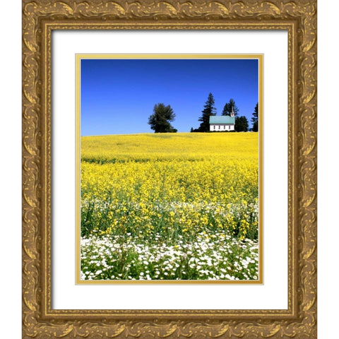 Idaho Church Gold Ornate Wood Framed Art Print with Double Matting by Leahy, Ike