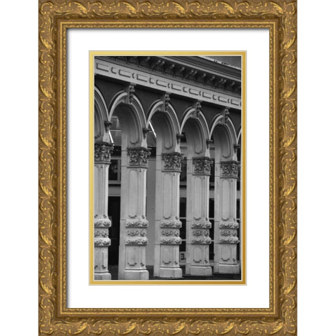 Town Square Gold Ornate Wood Framed Art Print with Double Matting by Leahy, Ike