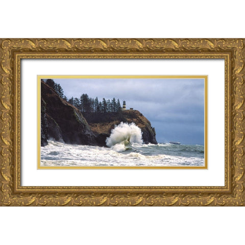 Fort Canby State Park Gold Ornate Wood Framed Art Print with Double Matting by Leahy, Ike