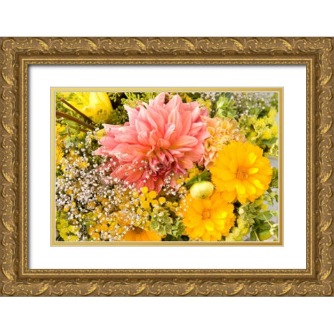 Summer Bouquet I Gold Ornate Wood Framed Art Print with Double Matting by Love, Maureen