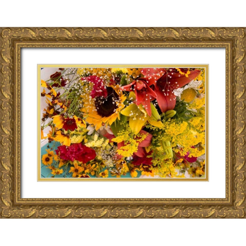Summer Bouquet II Gold Ornate Wood Framed Art Print with Double Matting by Love, Maureen
