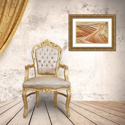 Wave Swirls Gold Ornate Wood Framed Art Print with Double Matting by Malvin, Larry