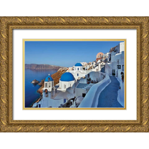Blue Domes and Walkway Gold Ornate Wood Framed Art Print with Double Matting by Malvin, Larry