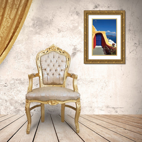 Deck Ocean View I Gold Ornate Wood Framed Art Print with Double Matting by Malvin, Larry