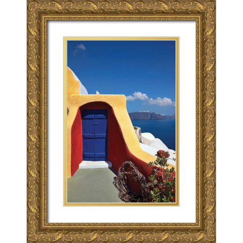 Deck Ocean View I Gold Ornate Wood Framed Art Print with Double Matting by Malvin, Larry