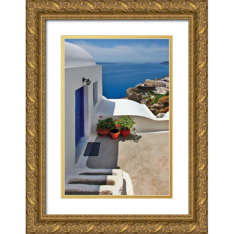 Home Ocean View Gold Ornate Wood Framed Art Print with Double Matting by Malvin, Larry
