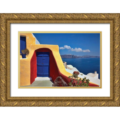 Deck Ocean View II Gold Ornate Wood Framed Art Print with Double Matting by Malvin, Larry