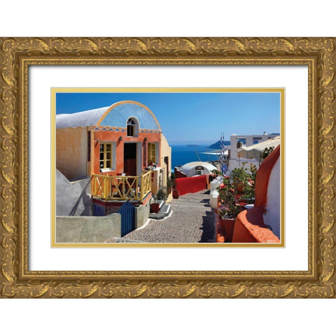 Store and Stone Steps Gold Ornate Wood Framed Art Print with Double Matting by Malvin, Larry
