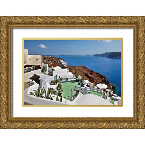 Green Terrace Caldera View Gold Ornate Wood Framed Art Print with Double Matting by Malvin, Larry