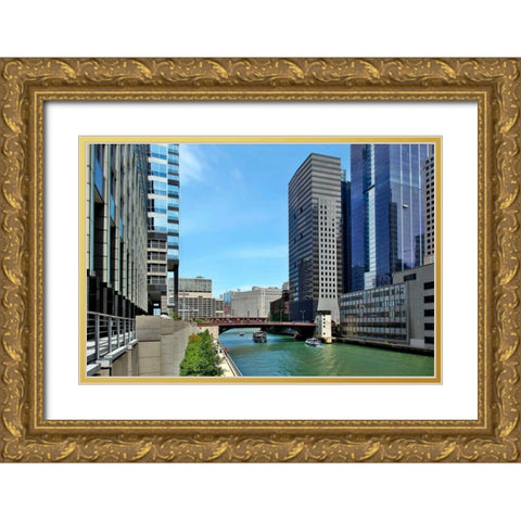 Arch Tour Boats Gold Ornate Wood Framed Art Print with Double Matting by Malvin, Larry