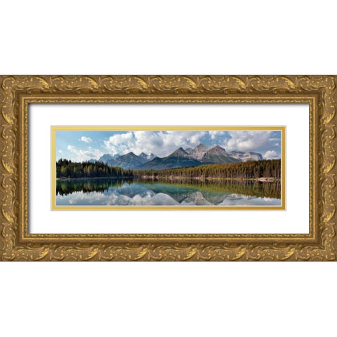Herbert Lake Panorama Gold Ornate Wood Framed Art Print with Double Matting by Malvin, Larry