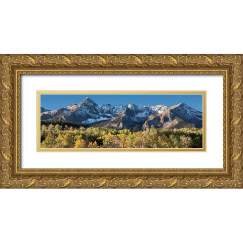 Sneffles Range Panorama Gold Ornate Wood Framed Art Print with Double Matting by Malvin, Larry