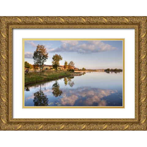 Lakeview Glen Gold Ornate Wood Framed Art Print with Double Matting by Malvin, Larry
