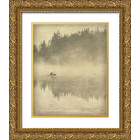 Foggy Lake II Gold Ornate Wood Framed Art Print with Double Matting by Melious, Amy