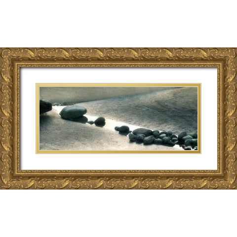 Pebbles I Gold Ornate Wood Framed Art Print with Double Matting by Melious, Amy