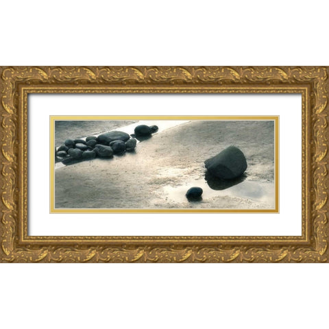 Pebbles II Gold Ornate Wood Framed Art Print with Double Matting by Melious, Amy