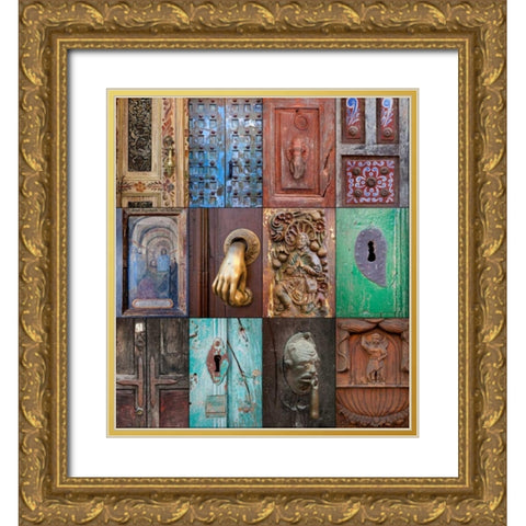 On the Door III Gold Ornate Wood Framed Art Print with Double Matting by Mahan, Kathy