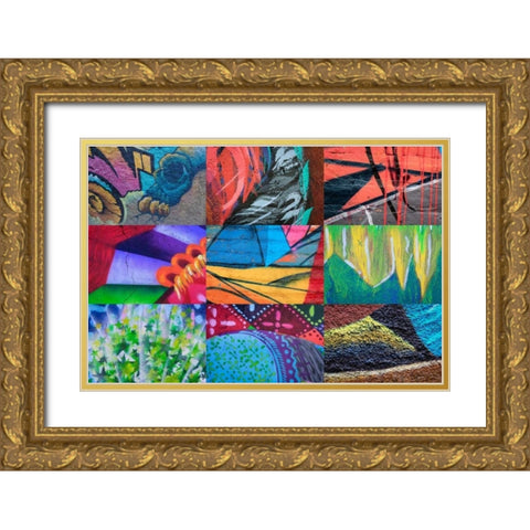 Graffiti II Gold Ornate Wood Framed Art Print with Double Matting by Mahan, Kathy