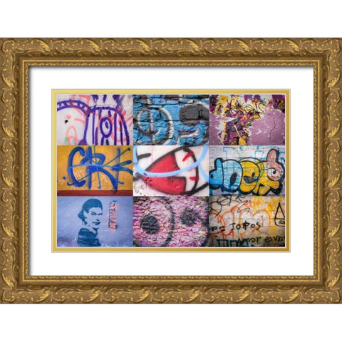 Graffiti IV Gold Ornate Wood Framed Art Print with Double Matting by Mahan, Kathy