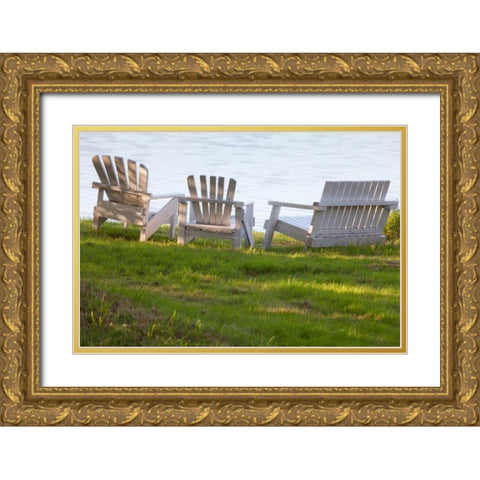 Seabeck Adirondacks Gold Ornate Wood Framed Art Print with Double Matting by Mahan, Kathy