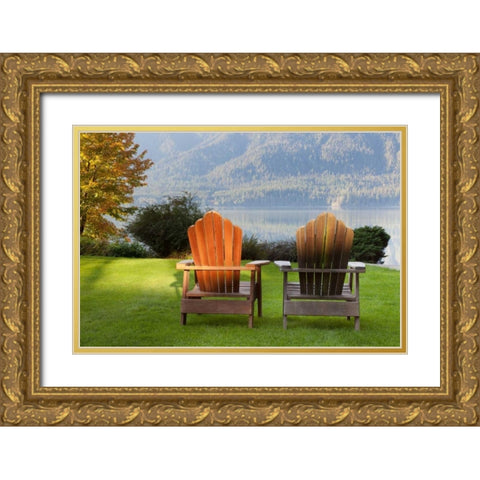Quinault Adirondacks Gold Ornate Wood Framed Art Print with Double Matting by Mahan, Kathy