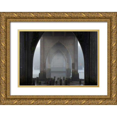Suslaw River Bridge II Gold Ornate Wood Framed Art Print with Double Matting by Mahan, Kathy
