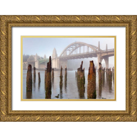 Suslaw River Bridge III Gold Ornate Wood Framed Art Print with Double Matting by Mahan, Kathy