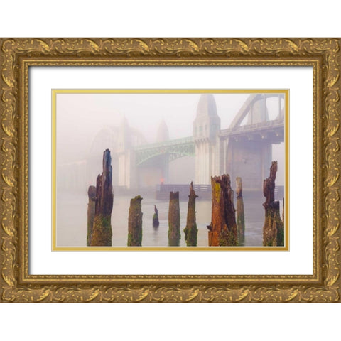 Suslaw River Bridge IV Gold Ornate Wood Framed Art Print with Double Matting by Mahan, Kathy