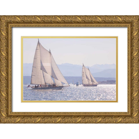 Port Townsend Boats II Gold Ornate Wood Framed Art Print with Double Matting by Mahan, Kathy