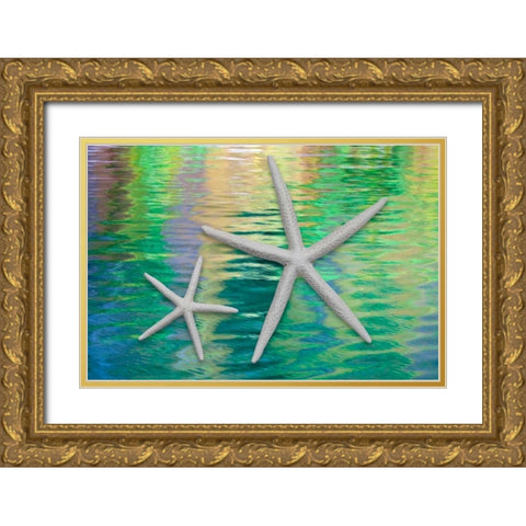 Starfish on Water II Gold Ornate Wood Framed Art Print with Double Matting by Mahan, Kathy