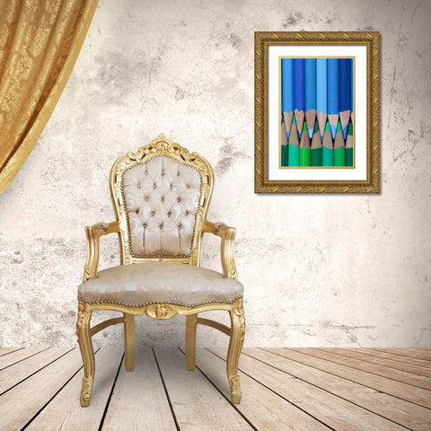 Colored Pencils I Gold Ornate Wood Framed Art Print with Double Matting by Mahan, Kathy