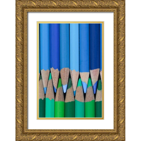 Colored Pencils I Gold Ornate Wood Framed Art Print with Double Matting by Mahan, Kathy