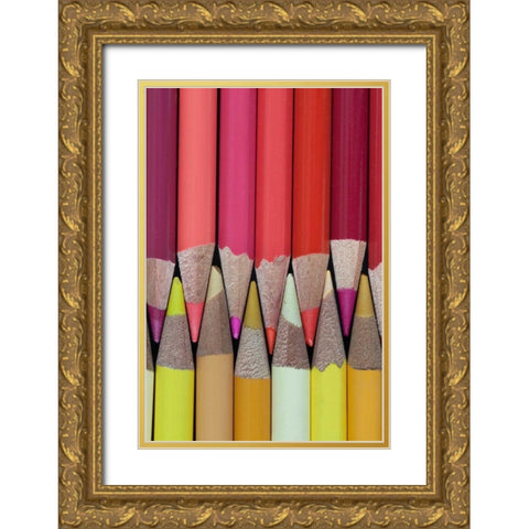 Colored Pencils IV Gold Ornate Wood Framed Art Print with Double Matting by Mahan, Kathy