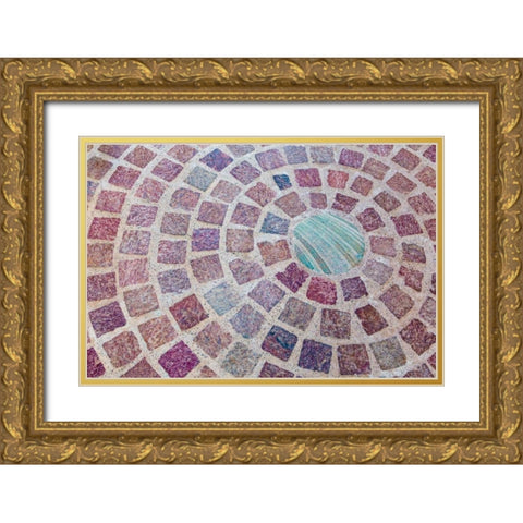 Circular Bricks Gold Ornate Wood Framed Art Print with Double Matting by Mahan, Kathy
