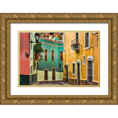 Colorful Street I Gold Ornate Wood Framed Art Print with Double Matting by Mahan, Kathy